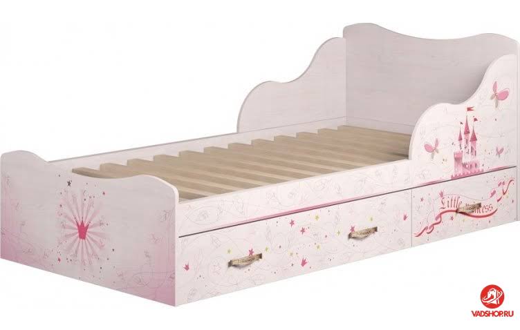 Кровать Принцесса 5 с ящиками (комплектация 1) 90