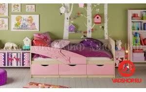 Детская кровать Дельфин 80х160, розовый металл