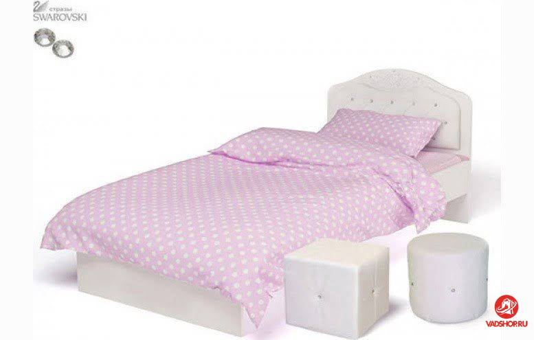 Кровать классика Princess №1, белое или роз изголовье
