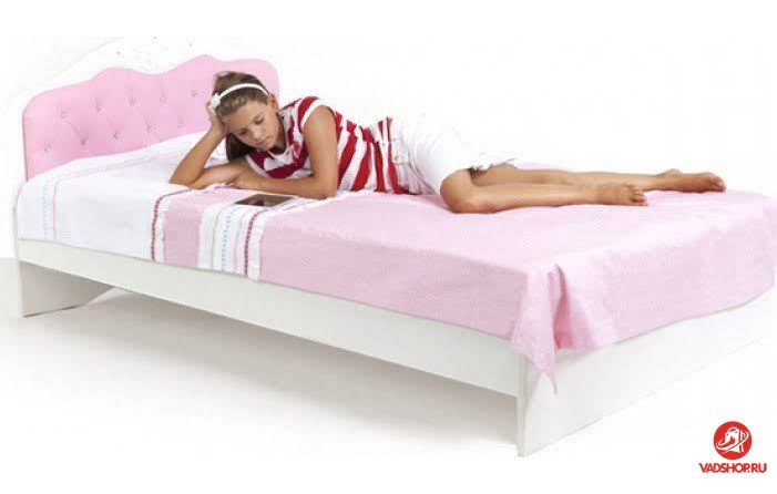 Кровать классика Princess 120*190 белое или роз изголовье