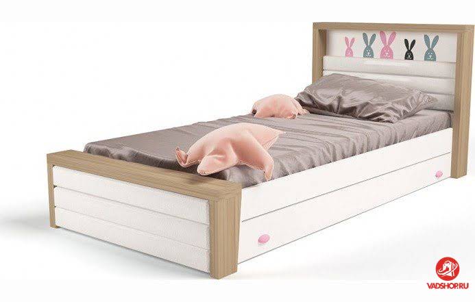 Кровать 3х размеров MIX Bunny pink с мяг.изножьем №4